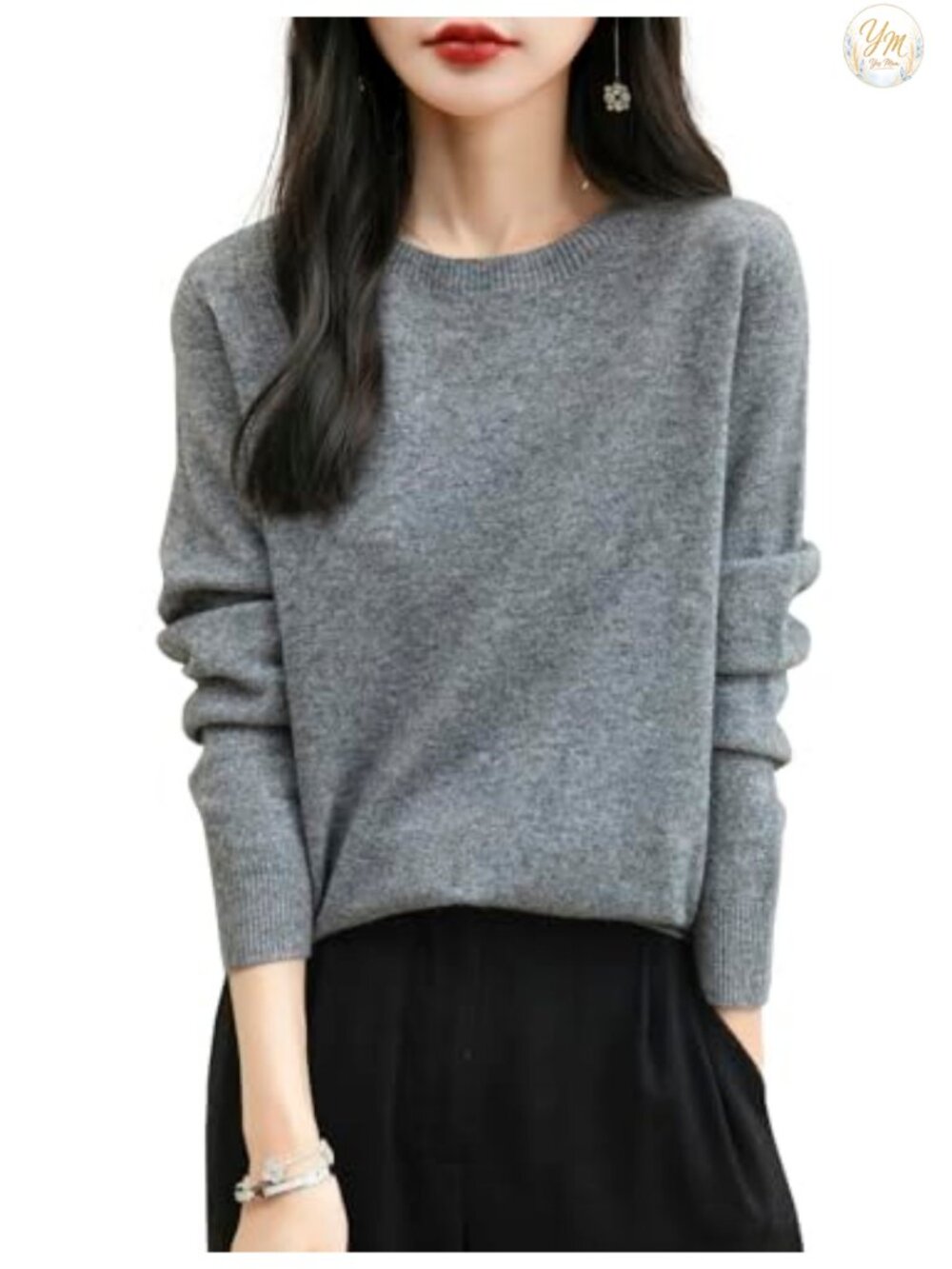 100% Merino Wool Long Sleeve Seamless Crewneck Sweater